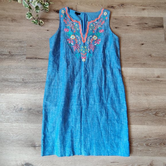 Talbots Dresses & Skirts - Talbot's blue embroidered flower detail sleeveless dress